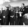 Foto da solenidade de abertura da 1ª FENAF (Festa Nacional do Fumo) em 1966 com a presença do Presidente Castelo Branco.