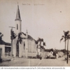 Cartão Postal da antiga Igreja Evangélica, localizada na esquina das Ruas Tte. Cel Brito e Borges de Medeiros, onde hoje se encontra o Itaú.